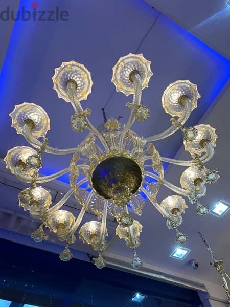 Murano glass lighting ثريا مورانو ايطالية انتيك لون ذهبي رائعة الجمال 8