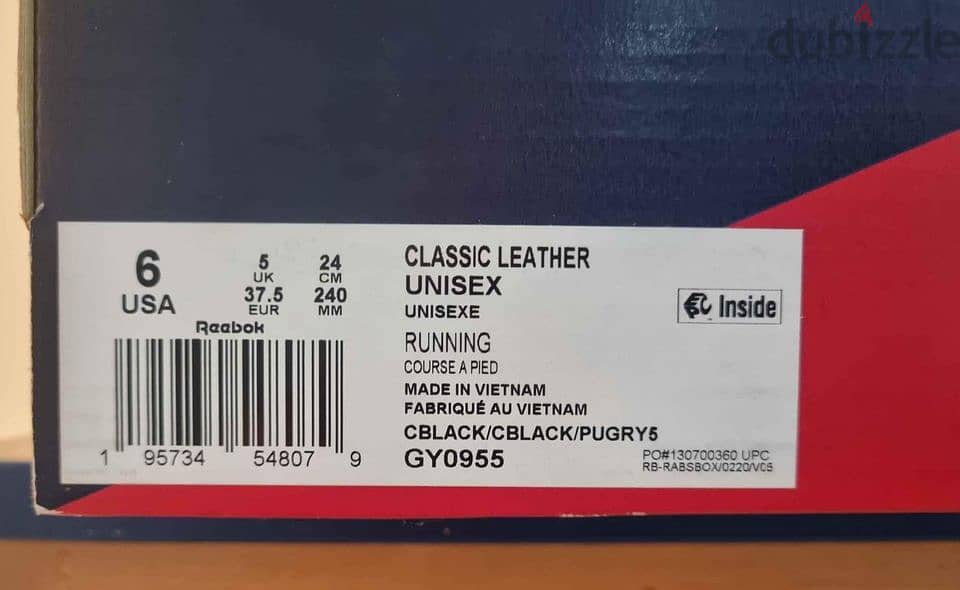 Original Reebok Unisex Classic Leather Shoes Size 37.5 1