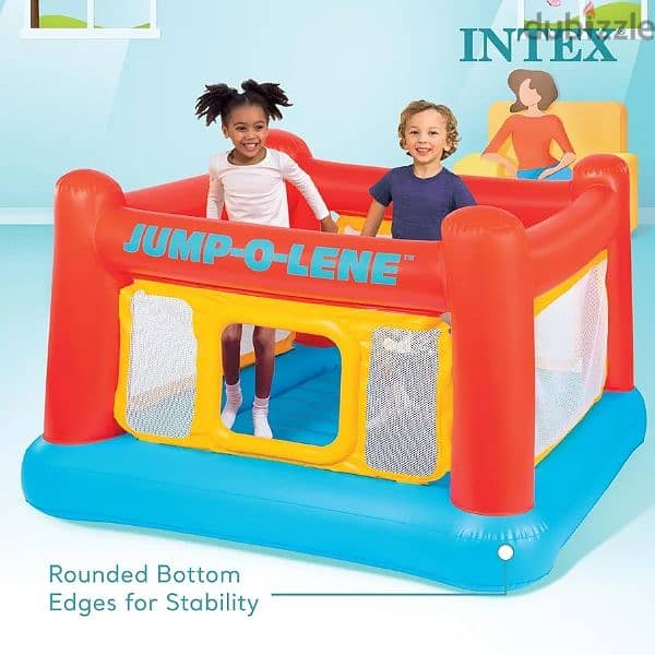 Intex Inflatable Jump-O-Lene Indoor/Outdoor Trampoline Bounce Castle 4