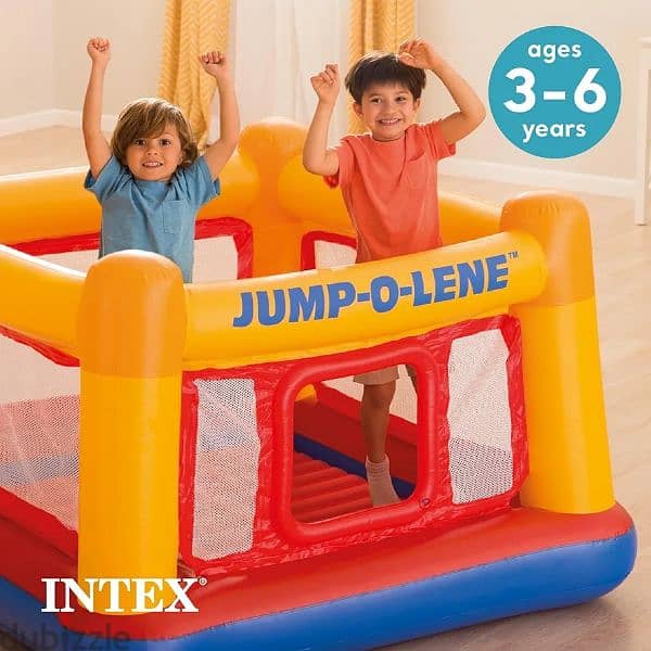Intex Inflatable Jump-O-Lene Indoor/Outdoor Trampoline Bounce Castle 5