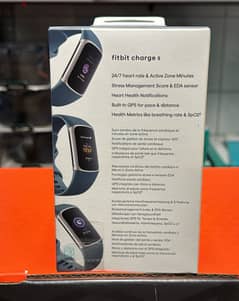 Fitbit charge 5 Platinum Stainless Steel Case &steel blue band 0