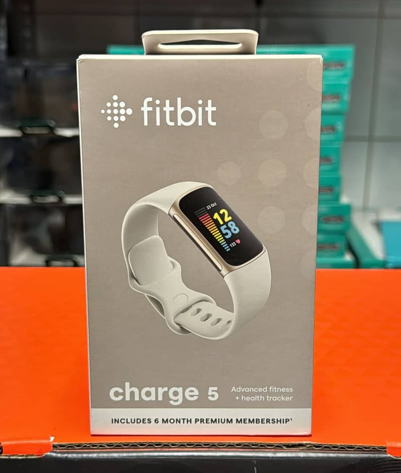 Fitbit Charge 5 soft gold stainless steel case & lunar white band amaz 1