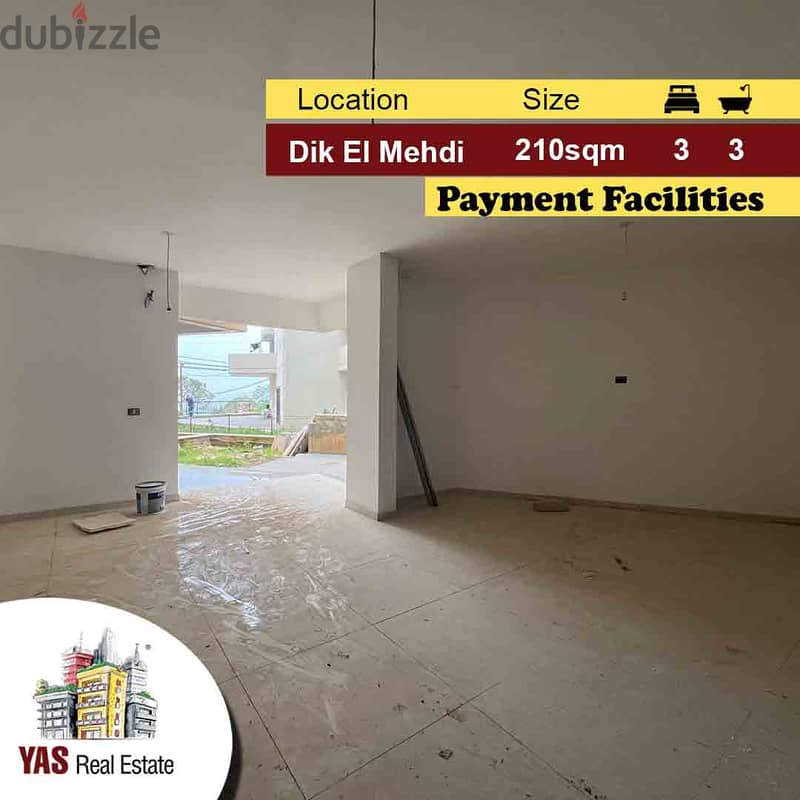 Dik El Mehdi 210m2 | 110m2 Terrace | Payment Facilities | Calm area|NE 0