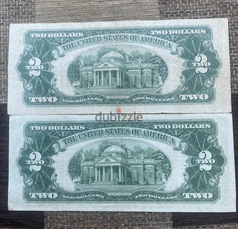عملة عملات قديمة قطعتين ٢$ اميركي رد سيل سنة ١٩٥٣ b و c 1