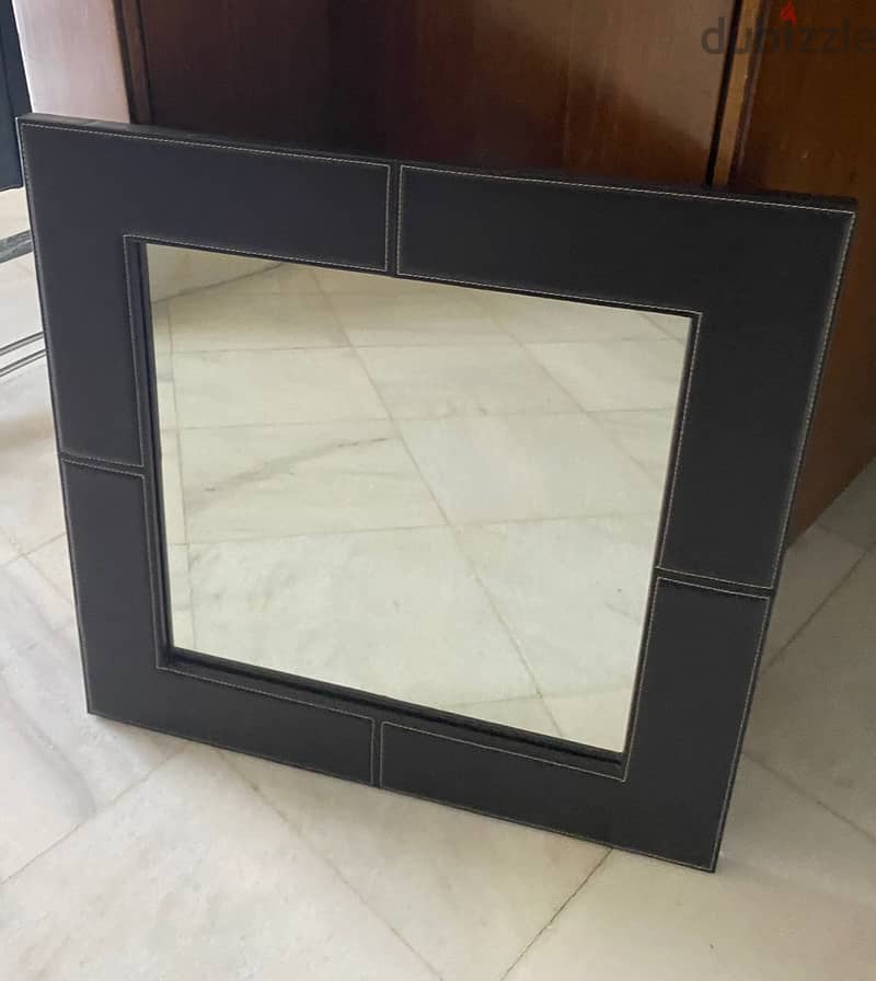 Wall Mirror with leather frame 0