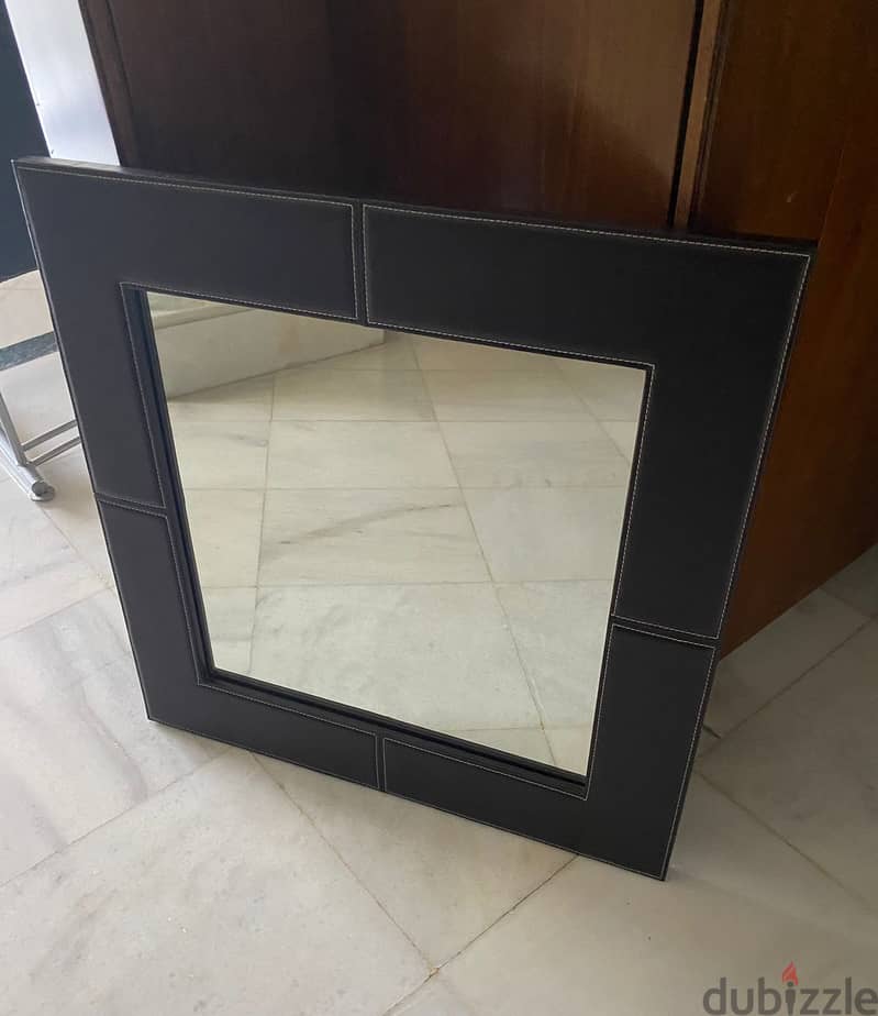 Wall Mirror with leather frame 1