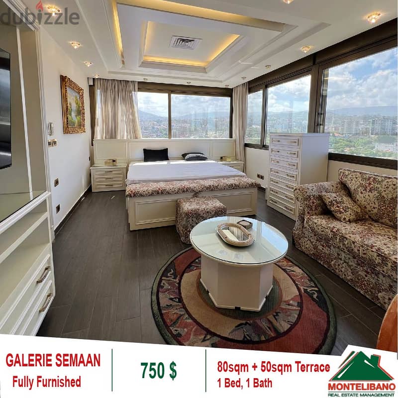 750$!! Fully Furnished /open view apartment for Rent in Galerie Semaan 0