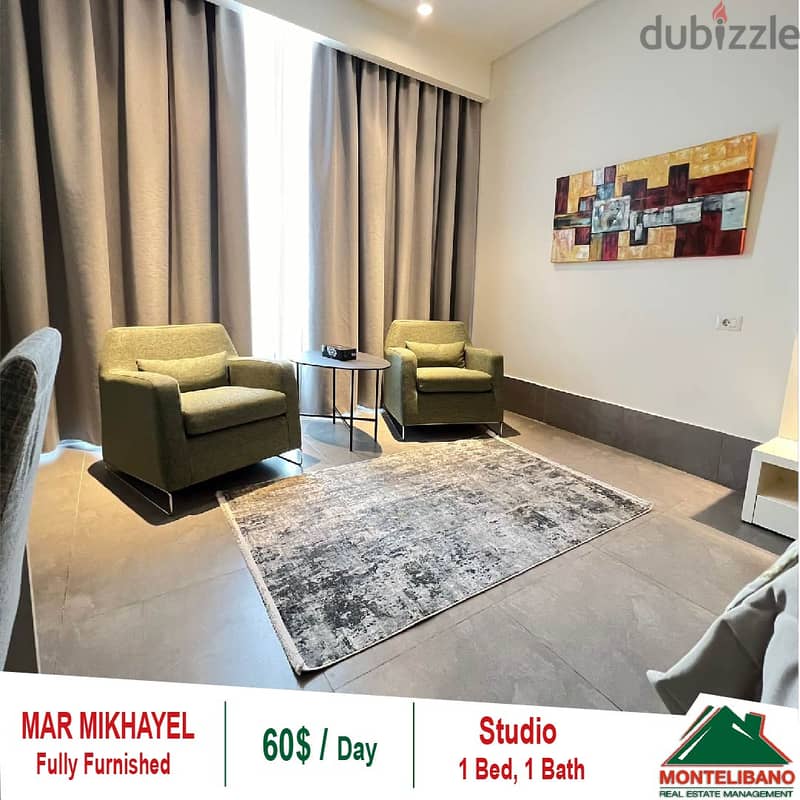60$/day Fully Furnished Studio for Rent located in Mar Mikhayel!! 0