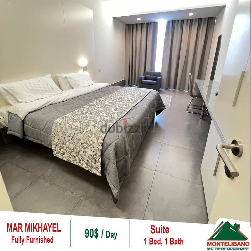 90$/Day Fully Furnished Suite for rent located in Mar Mikhayel 1