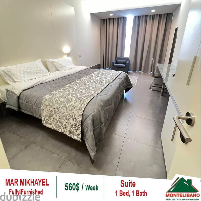 560$ / Week Fully Furnished Suite for rent located in Mar Mikhayel 1