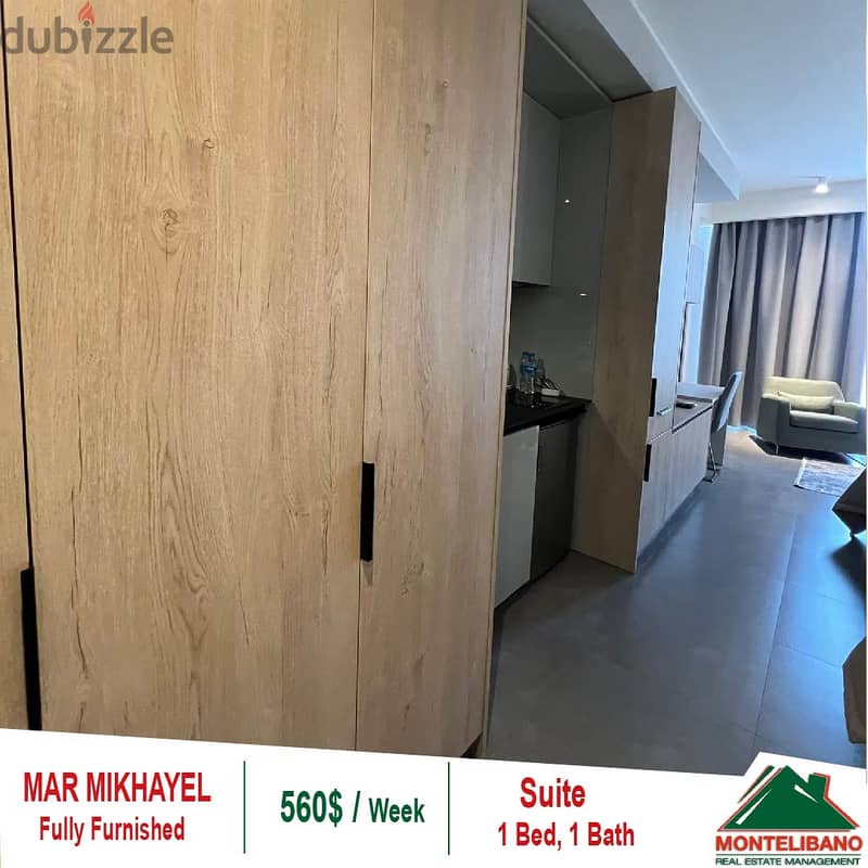560$ / Week Fully Furnished Suite for rent located in Mar Mikhayel 2