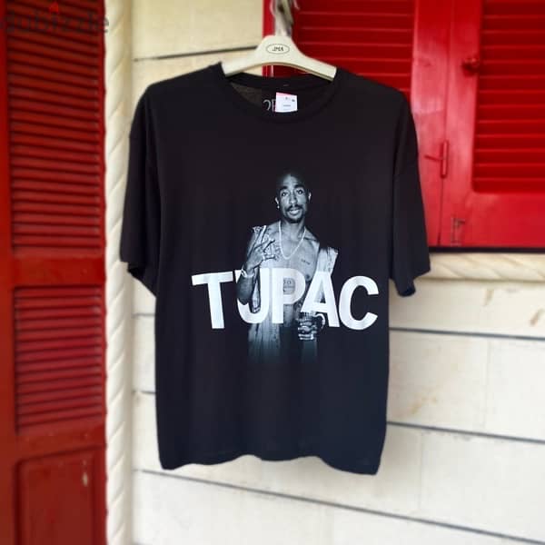 TUPAC SHAKUR Black Oversized T-Shirt. 0