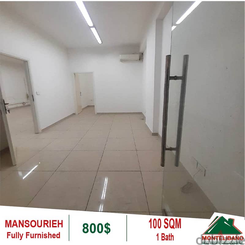 800$!! Fully Furnished Office for rent located in Mansourieh 0