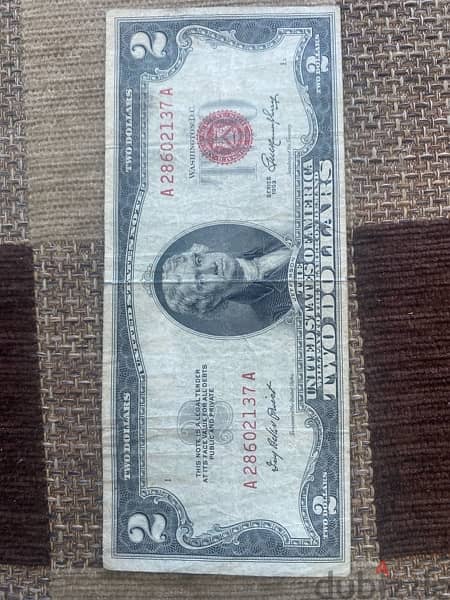 عملة عملات قديمة ٢$ اميركي رد سيل ١٩٥٣ 0