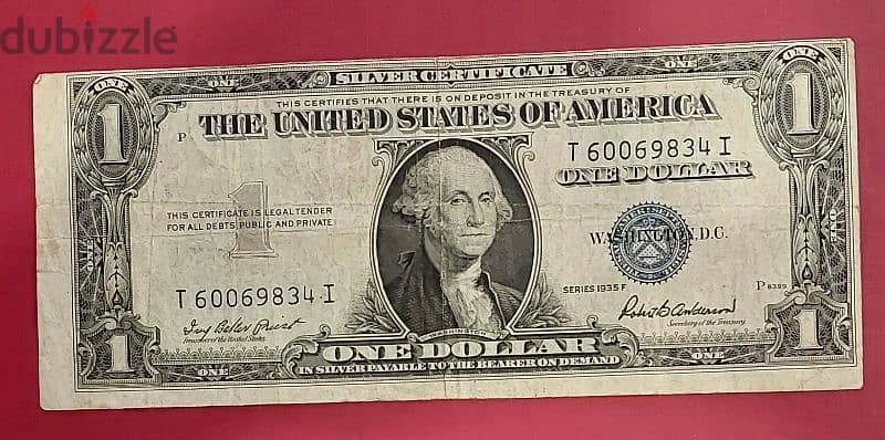 1935-F USA $1 BILL top Edge printing Mis-cut with printed line 0