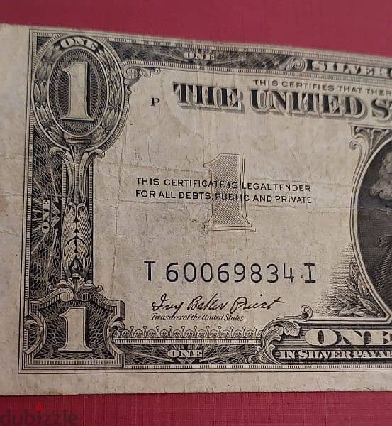 1935-F USA $1 BILL top Edge printing Mis-cut with printed line 1