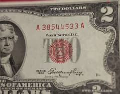 1953-S USA red seal $2 bill 0