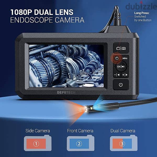 Dual Lens Industrial Endoscope, 1080P Digital Borescope 2