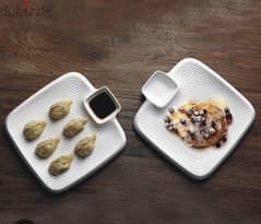 square ceramic dumpling and dipping plate 0
