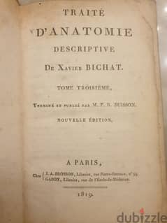1819-medecine-livre de reference- traité d'anatomie descriptive,1819 0