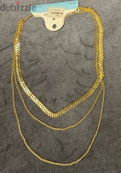 necklace, 3 layers, gold color 0