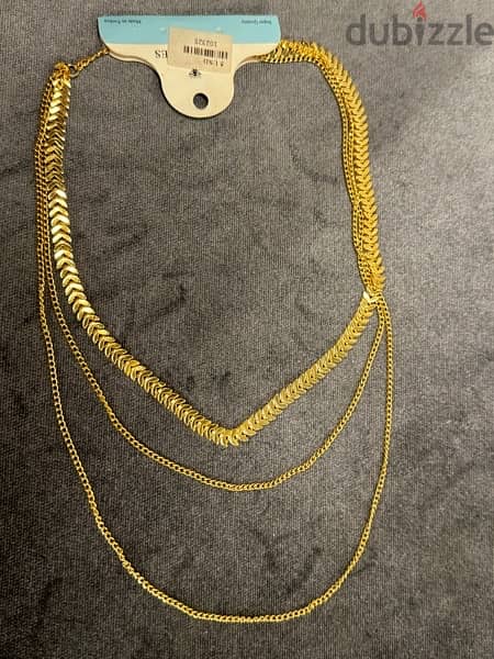 necklace, 3 layers, gold color 1