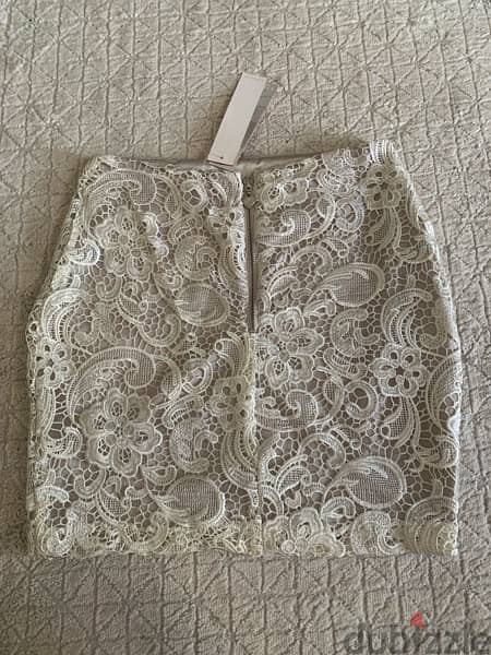 LIPSY LONDON cream lace knit mini skirt 3