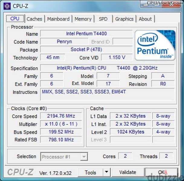 Intel pentium t4400 2.20GHz 3