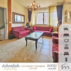 Ashrafieh | Furnished/Equipped 3 Bedrooms Apart | Balcony | City Catch