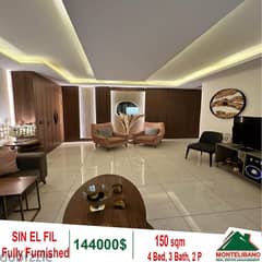 144000$!! Fully Furnished Apartment for sale located in Sin El Fil