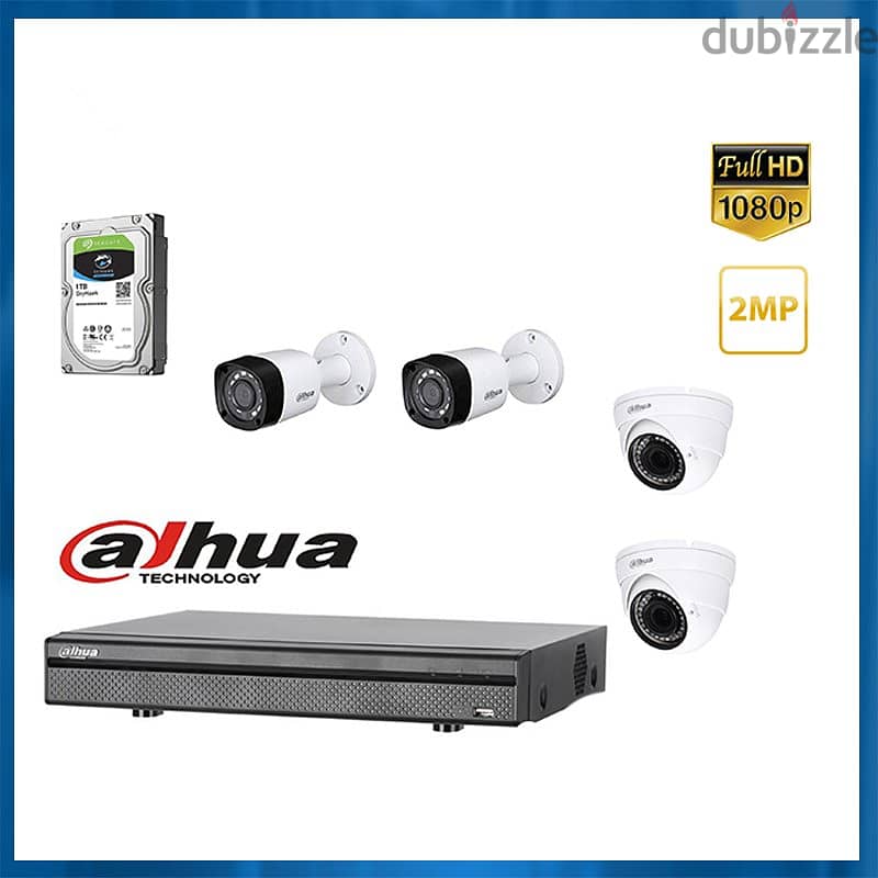 Dahua XVR, DVR 4 Channel and 4 Dome Cameras 2M عرض خاص ديفير و٤كاميرات 0