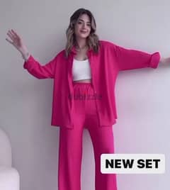 Linen Set: Fuschia Linen Pants and Linen Shirt