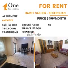 FURNISHED Apartment for RENT,in HARET SAKHER /KESEROUAN.