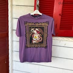 NO FEAR Purple Skull Graphic Vintage T-Shirt.