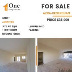 SHOP for SALE , excellent condition in AZRA/KESEROUAN, prime location