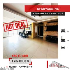 Fully Decorated Apartment for sale in Kfaryassine 190 sqm ref#wt18037