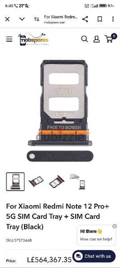 SIM card carrier for Redmi note 12 pro plus