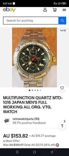 casio MTD-1015 vintage watch 1975