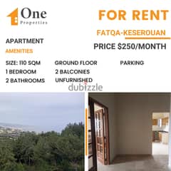 Apartment for RENT,in FATQA/KESEROUAN, with a great mountain &sea view