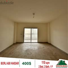 400$!! Apartment for rent located in Borj Abi Haidar