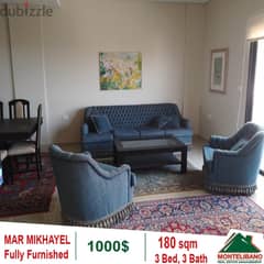 1000$!!Fully Furnished Apartment for rent located in Mar Mikhayel