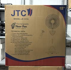 JTS rechargeable  floor Fan 18 inch with remote control
