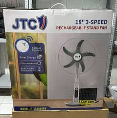 jtc rechargeable stand fan 18-inch 3- speed with remote control