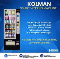 Kolman Vending Machine for Lobbies, Gym, Hotel , University etc…