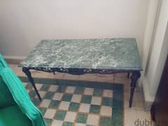Vintage table vert fer forge et marble italien.