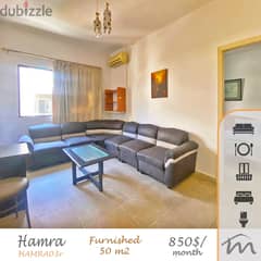 Hamra | Furnished/Equipped 50m² | Balcony | Prime Location | Catch