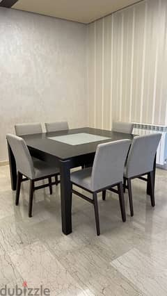 Square Dinning Table and 6 Chairs