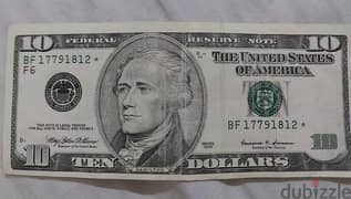 Ten USA Dollars special star Banknote year 1999