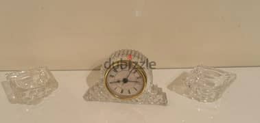 cristal desk clock and 2 candles home decoration