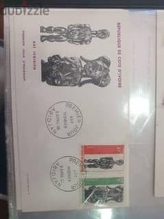 cote d'ivoire et senegal,timbres postal,premier jour d'emission 1966